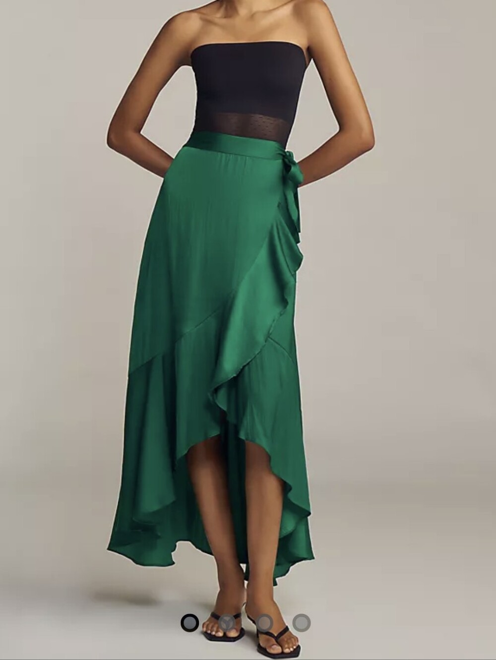 Anthropologie Maeve Ruffled WrapMaxi Skirt Evergreen - Picture 2 of 13